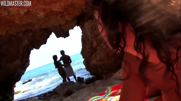 Horny couple does this right in front of them at the beach, they join in