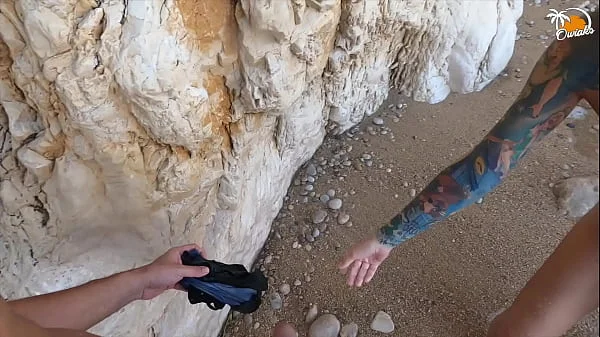 Wild hard fucking on beach hiding from tourists