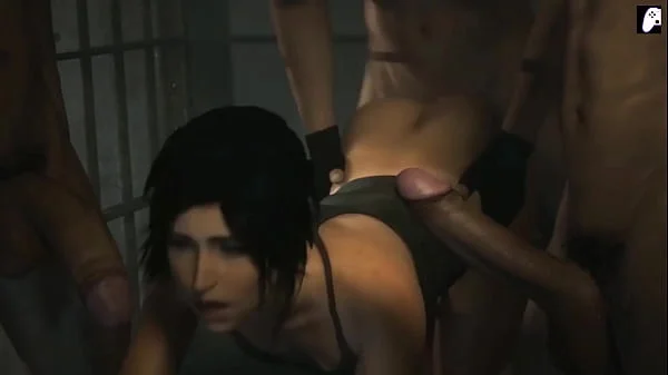 (4K) Hard dick craving Lara Croft rides big dick to make him cum inside her anus | 3D Hentai