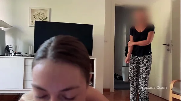 My stepmom caught me giving a blowjob to my boyfriend. We were talking and she wanted to watched.