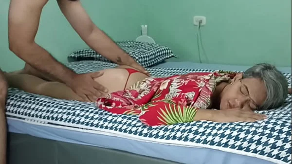 My perverted stepmother is exhausted and I give her a massage with a delicious fuck
