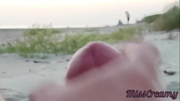 French teacher amateur handjob on public beach with cumshot Extreme sex in front of strangers - MissCreamy