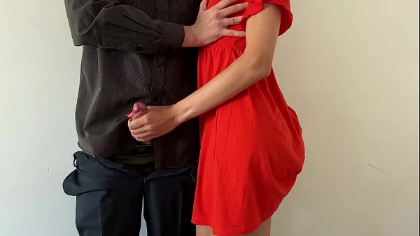 Tight Handjob for my new Boss, Let him cum hard