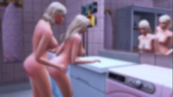 futanari stepmom arranged hard anal sex for a trans stepdaughter who was stuck in the washing machine sims me hentai sfm