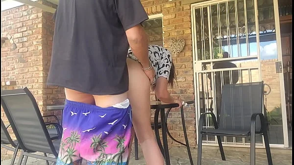 Mutual masturbation with my neighors wife end in a creampie outdoors