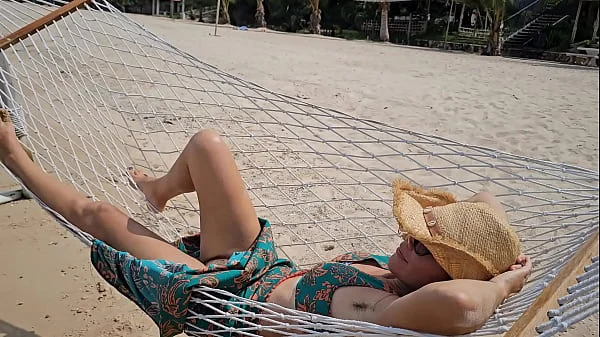 Long Dress NO PANTIES flashing on Public Beach