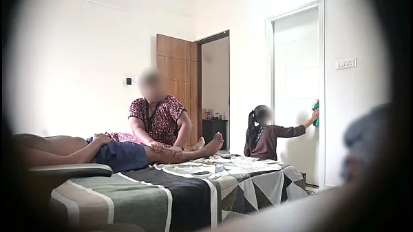 Flashing dick infront of two maids when taking massage