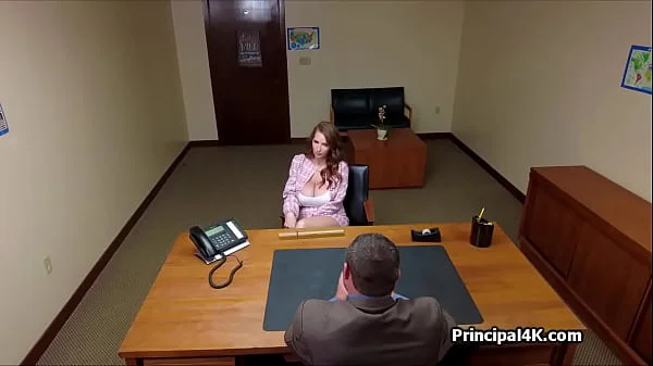 Big tit wife on the phone while riding the principals dick