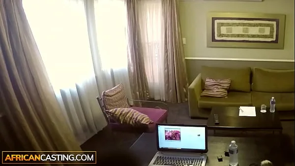 Tight Black Slut in Fake Job Casting Eating White Cock Cumshot
