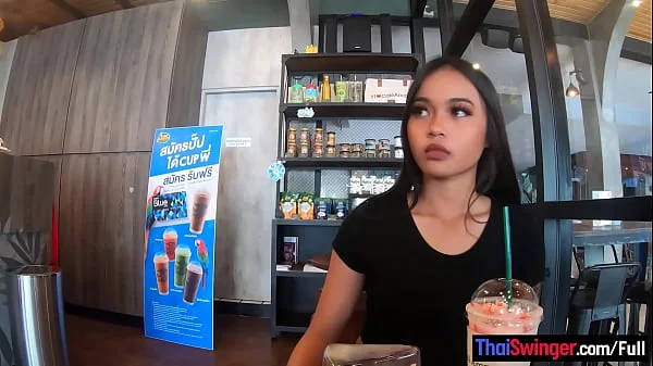 Starbucks coffee date with gorgeous big ass Asian teen girlfriend