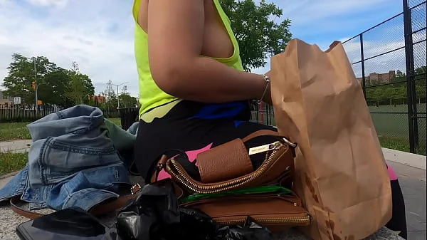 Wife no bra side boobs with pierced nipples in public flashing