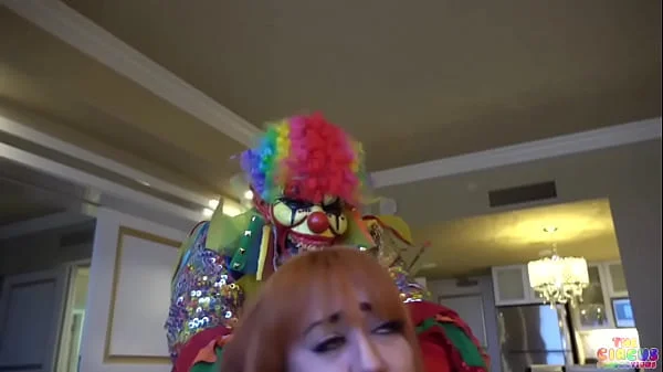 Busty Redhead Milf gets her pussy destroyed by clown