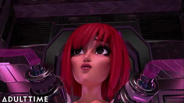 F.U.T.A. Sentai Squad | Big Tit Redhead's Futanari Cock Gushes with Cum During Creampie
