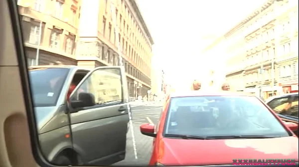 Two hot blonde angels took amateur dude into the fuck car to have some sexy fun and cum