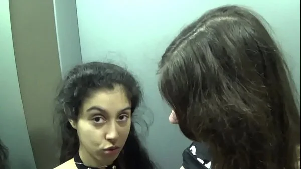 (RISKY PUBLIC SEX) Anal fuck and threesome sex in an elevator