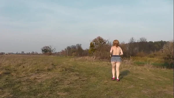 Naked in public. Nude in public. Outdoors without panties and bra Sexy MILF Frina play Sport at stadium outside. Public. No panties. Naturist. Outdoor. Nudist