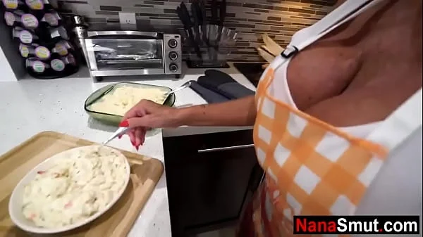 Step granny blows stepgrandson and almost gets caught