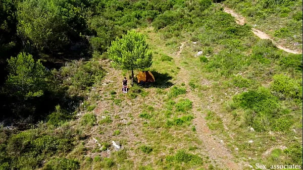 Drone catches young couple fucking outdoors